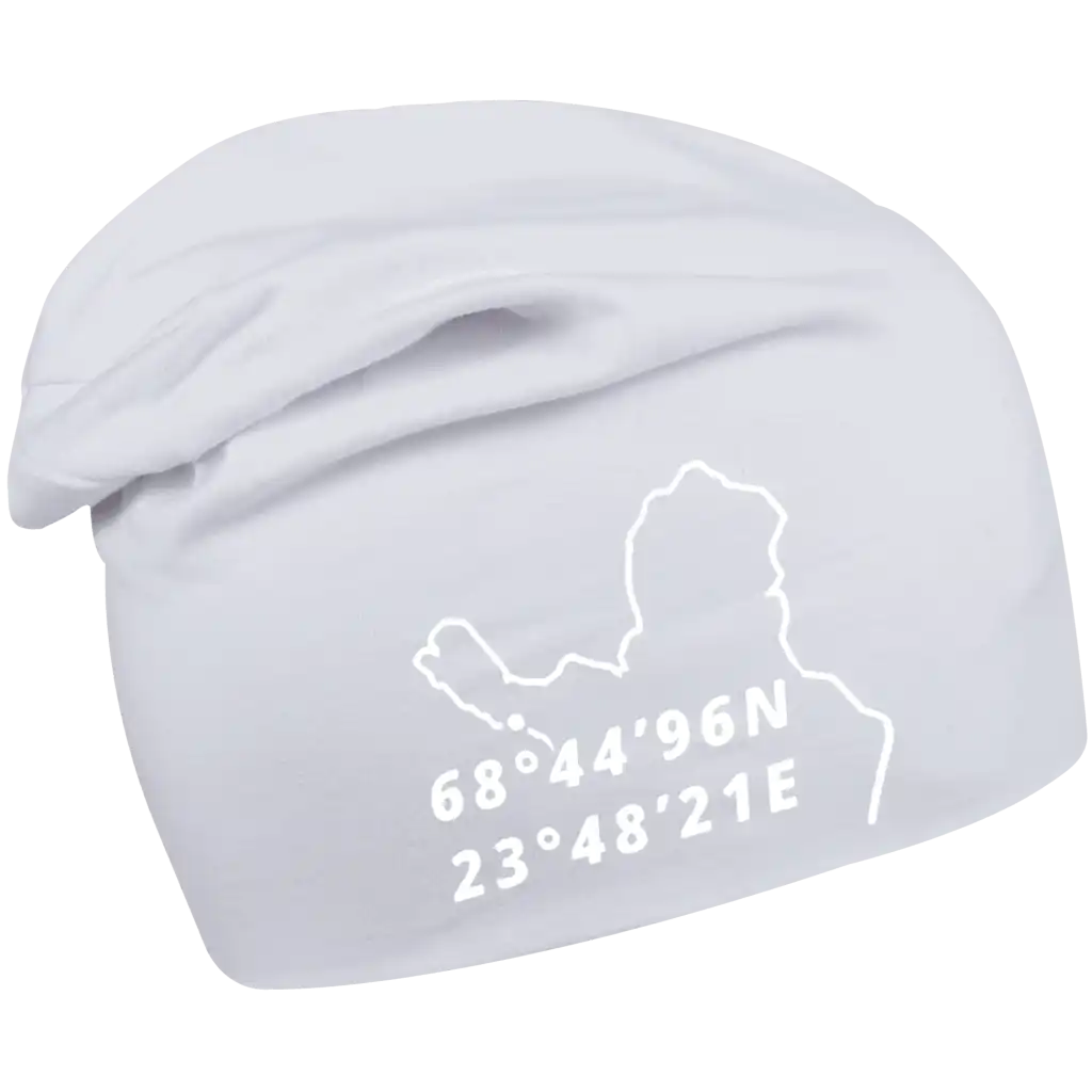 Pitkä Trikoopipo omalla logolla (coFEE 3004) - Valkoinen heijastava teippipainatus