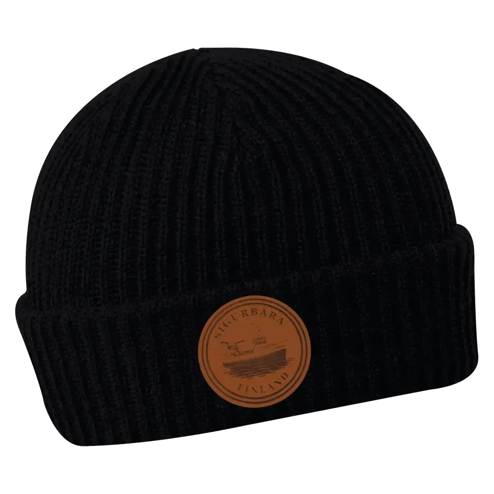 Merimiespipo omalla logolla – musta tekonahkamerkki