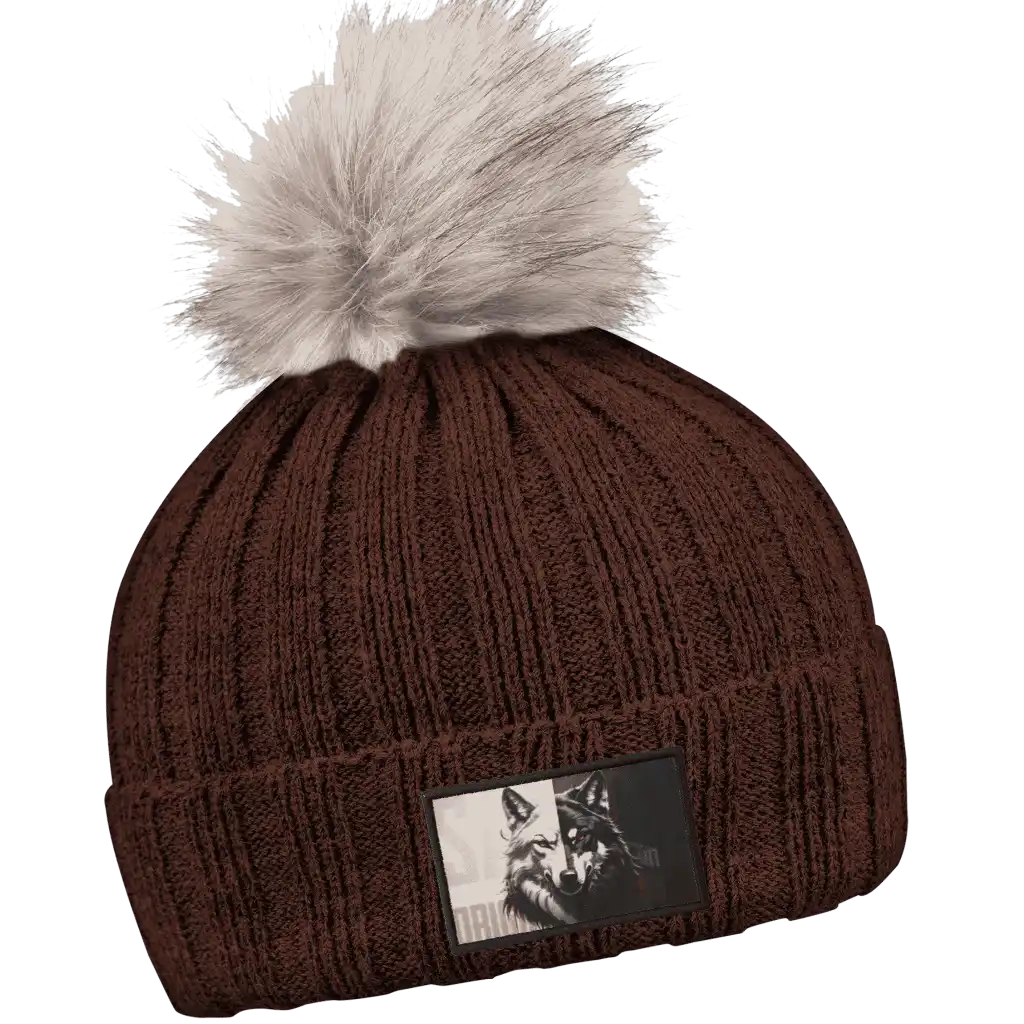 Rib Fur Naisten Tupsupipo omalla logolla (coFEE 3048) - Ruskea pipo, logo kangasmerkki painettu.