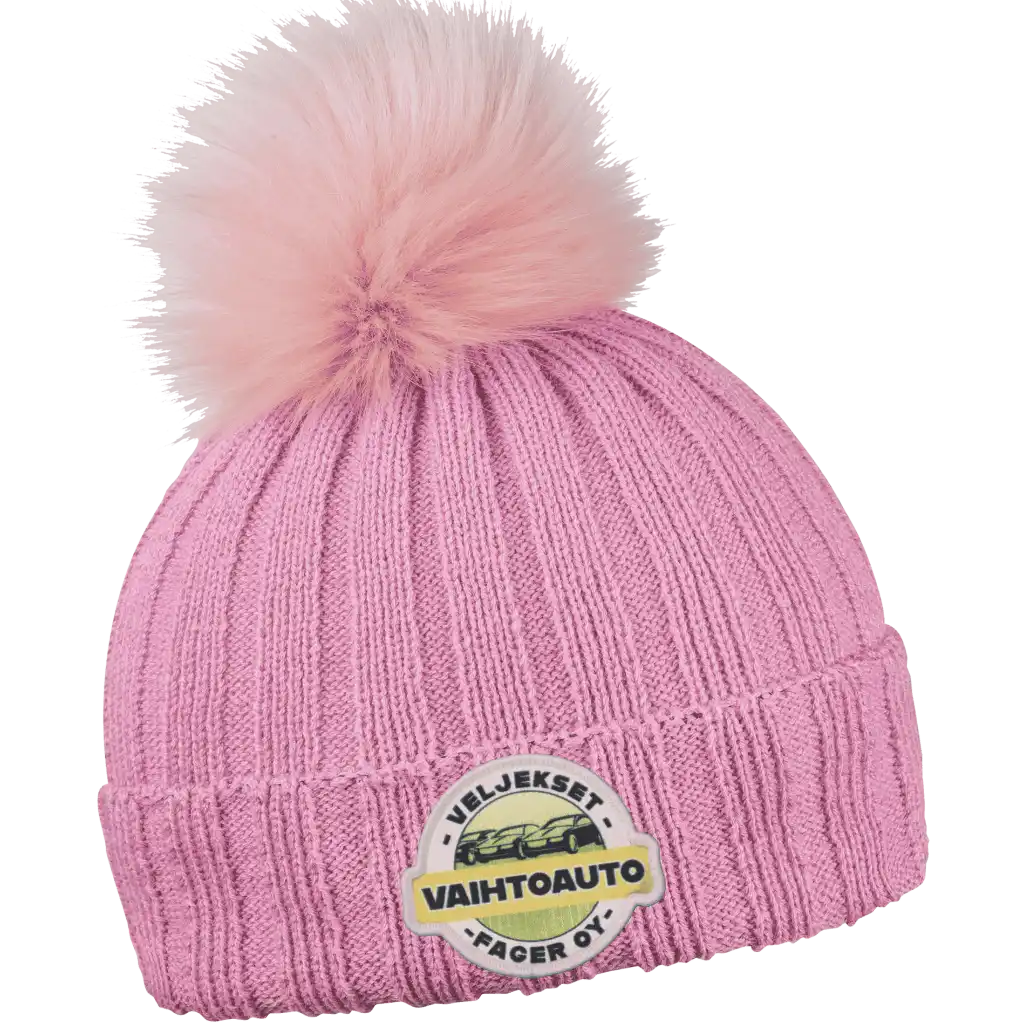 Rib Fur Naisten Tupsupipo omalla logolla (coFEE 3048) - Pinkki pipo, logo kangasmerkki.