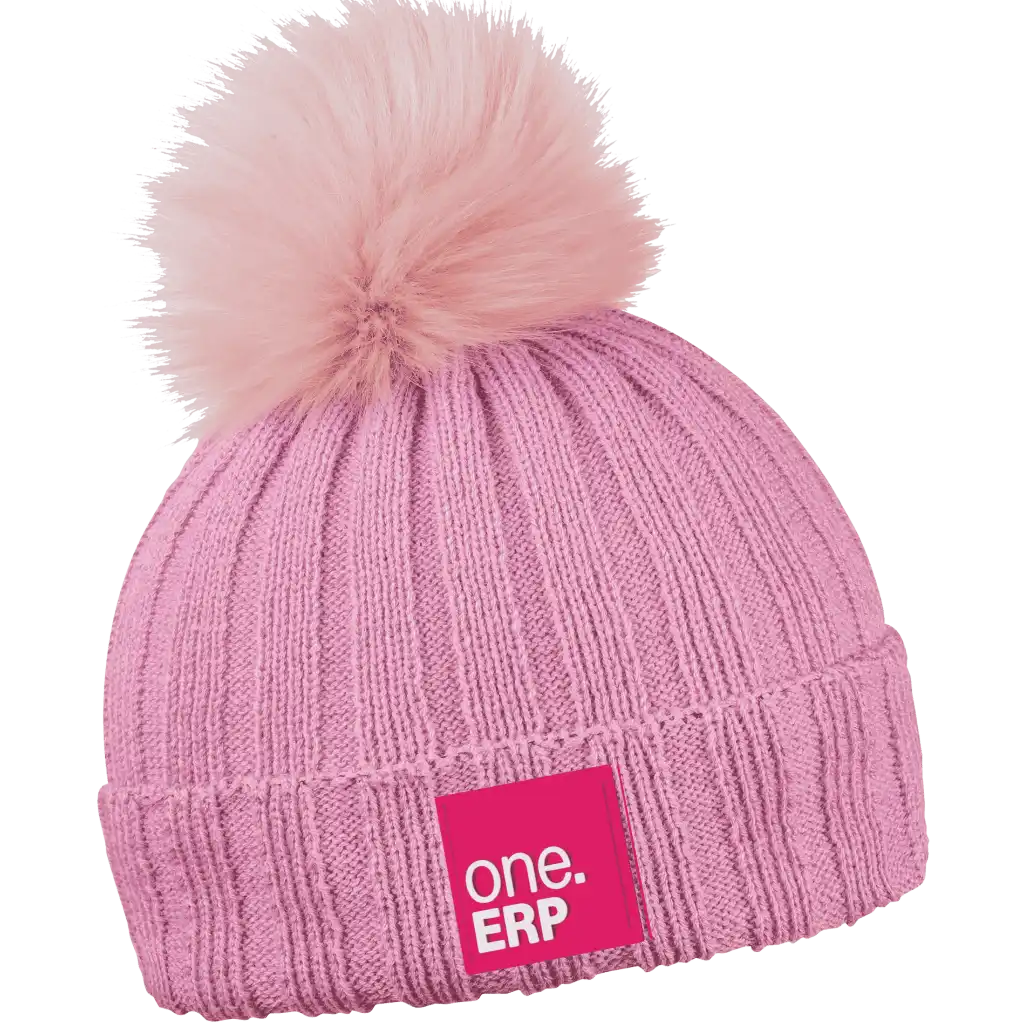 Rib Fur Naisten Tupsupipo omalla logolla (coFEE 3048) - Pinkki pipo, logo kumimerkki.