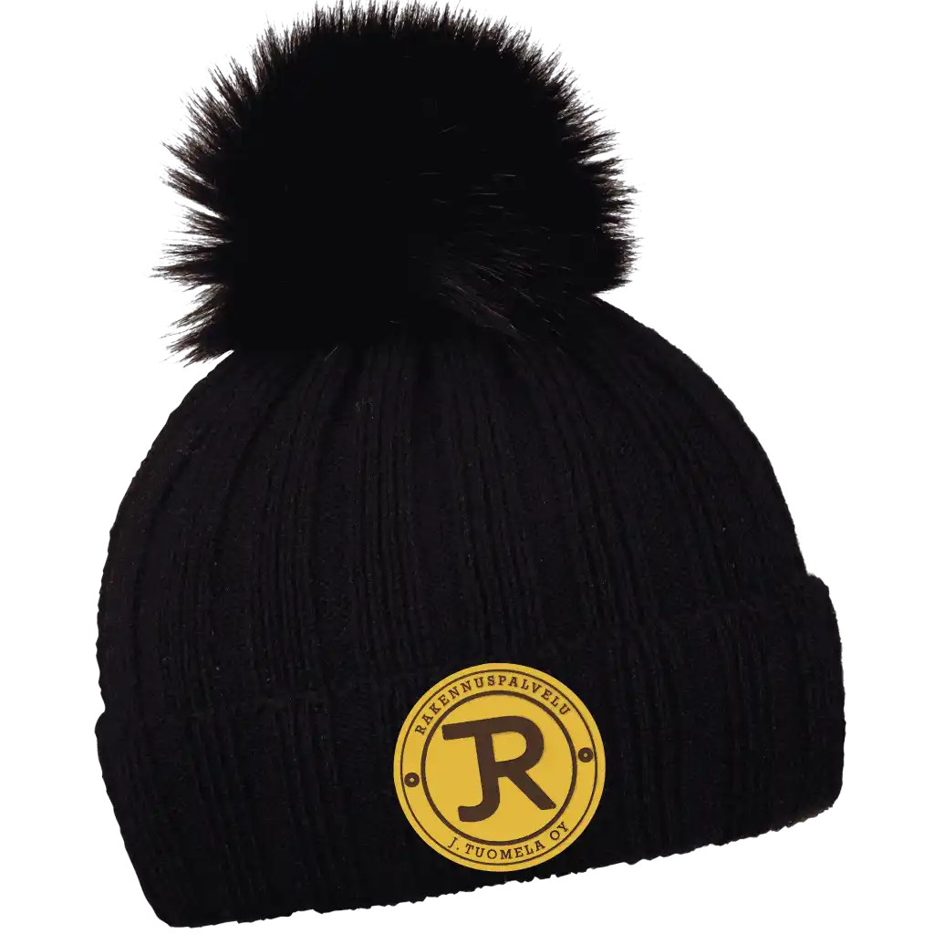 Rib Fur Naisten Tupsupipo omalla logolla (coFEE 3048) - Musta pipo, logo laser-merkattu kulta merkki.