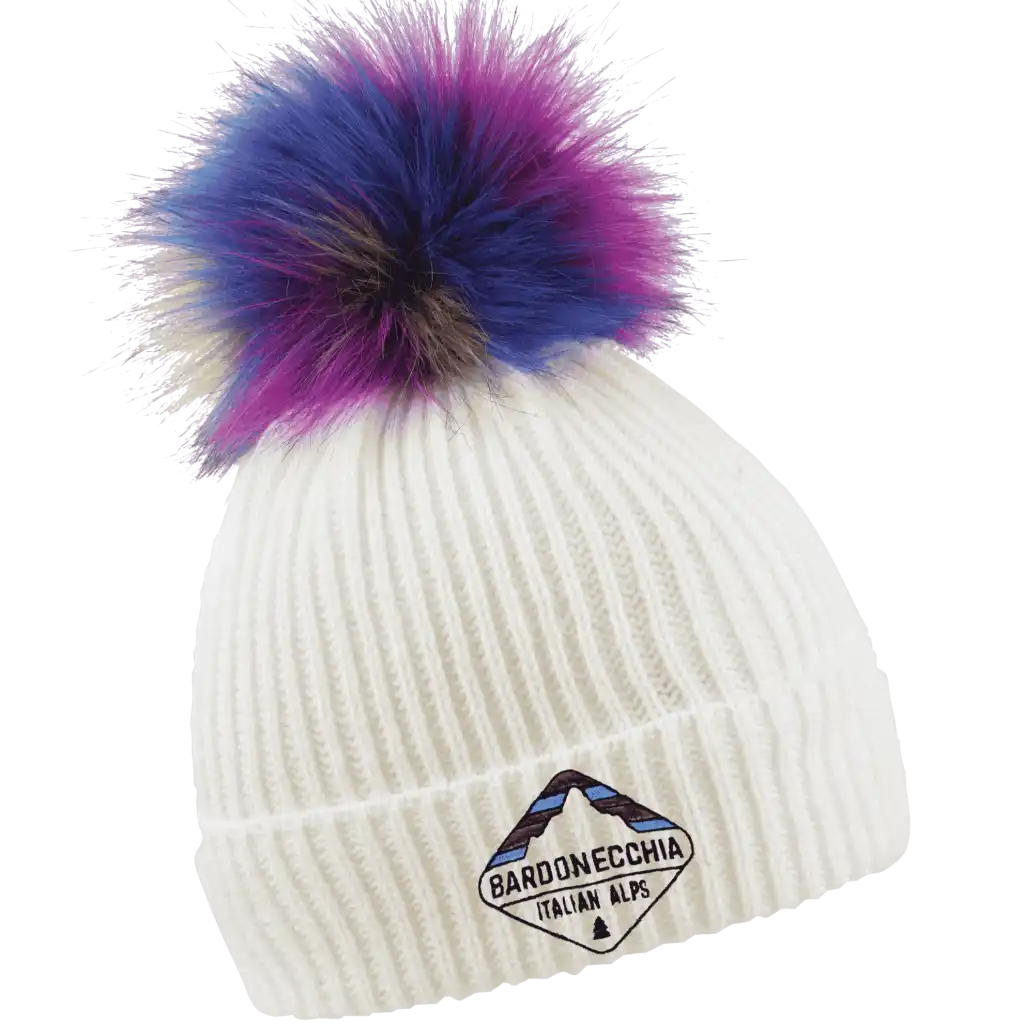 Rainbow Naisten Tupsupipo omalla logolla (coFEE 3056) - Valkoinen pipo, logo brodeerattu. 