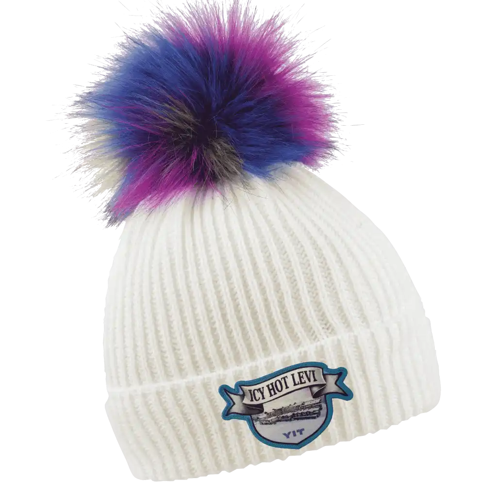 Rainbow Naisten Tupsupipo omalla logolla (coFEE 3056) - Valkoinen pipo, logo kangasmerkki painettu. 