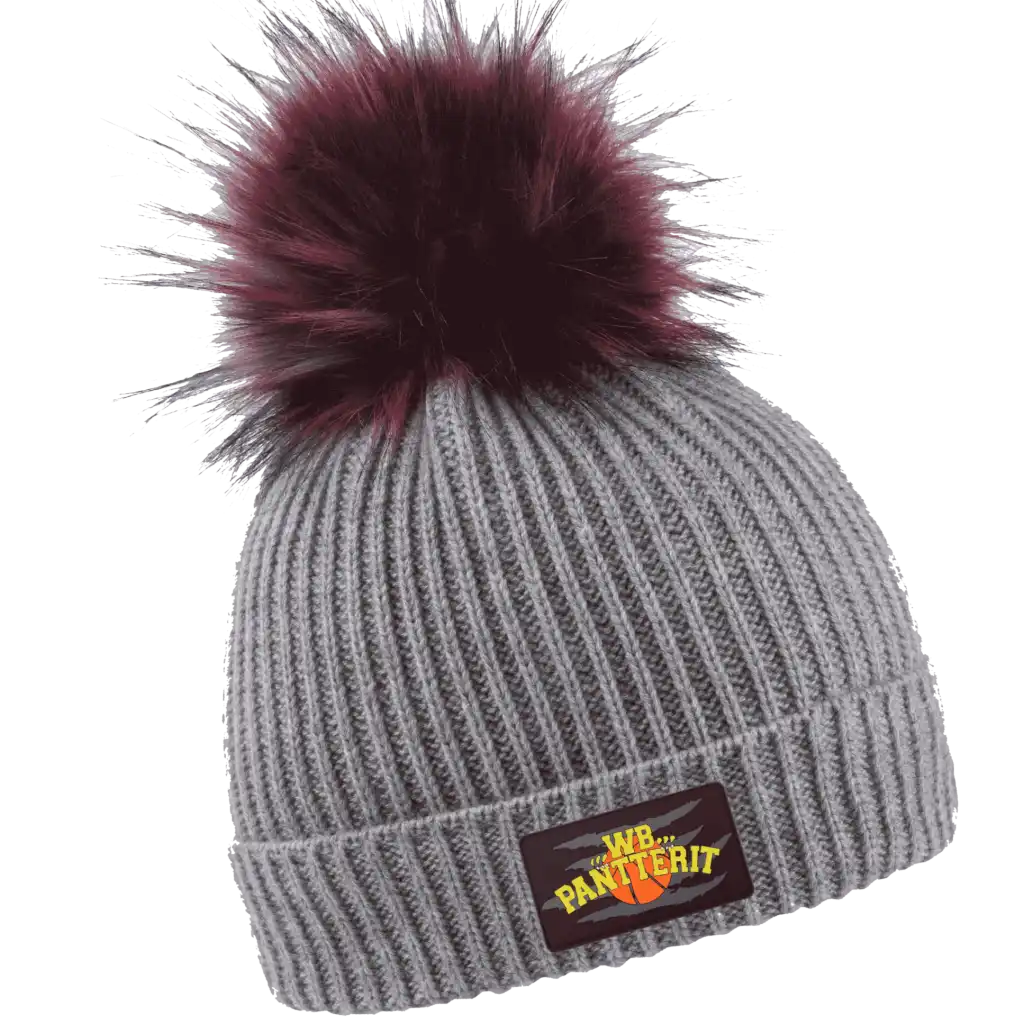 Rainbow Naisten Tupsupipo omalla logolla (coFEE 3056) - Harmaa pipo, logo tehty kumimerkillä. 