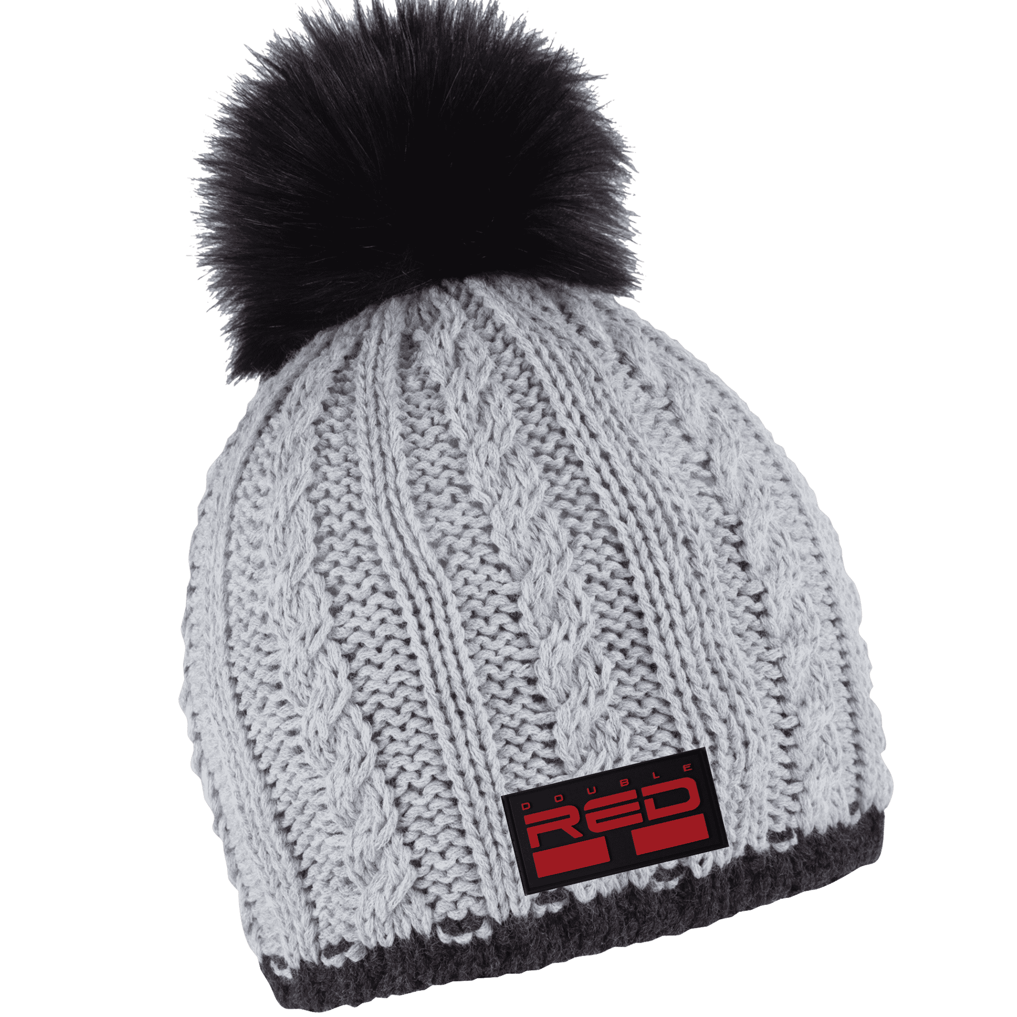 Braid Knit Naisten Tupsupipo omalla logolla (coFEE 3060) - Tumman harmaa kumimerkki logo.