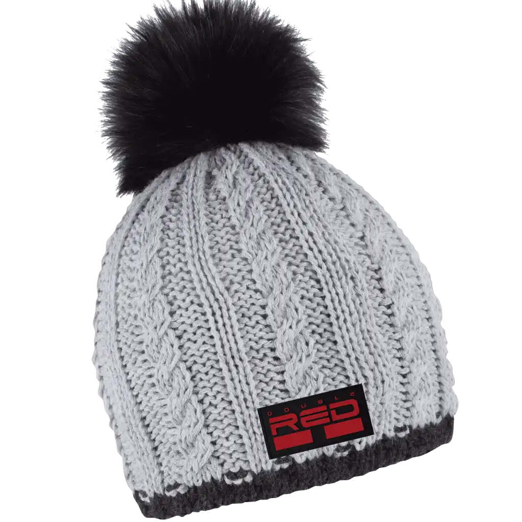 Braid Knit Naisten Tupsupipo omalla logolla (coFEE 3060) - Tumman harmaa kumimerkki logo.