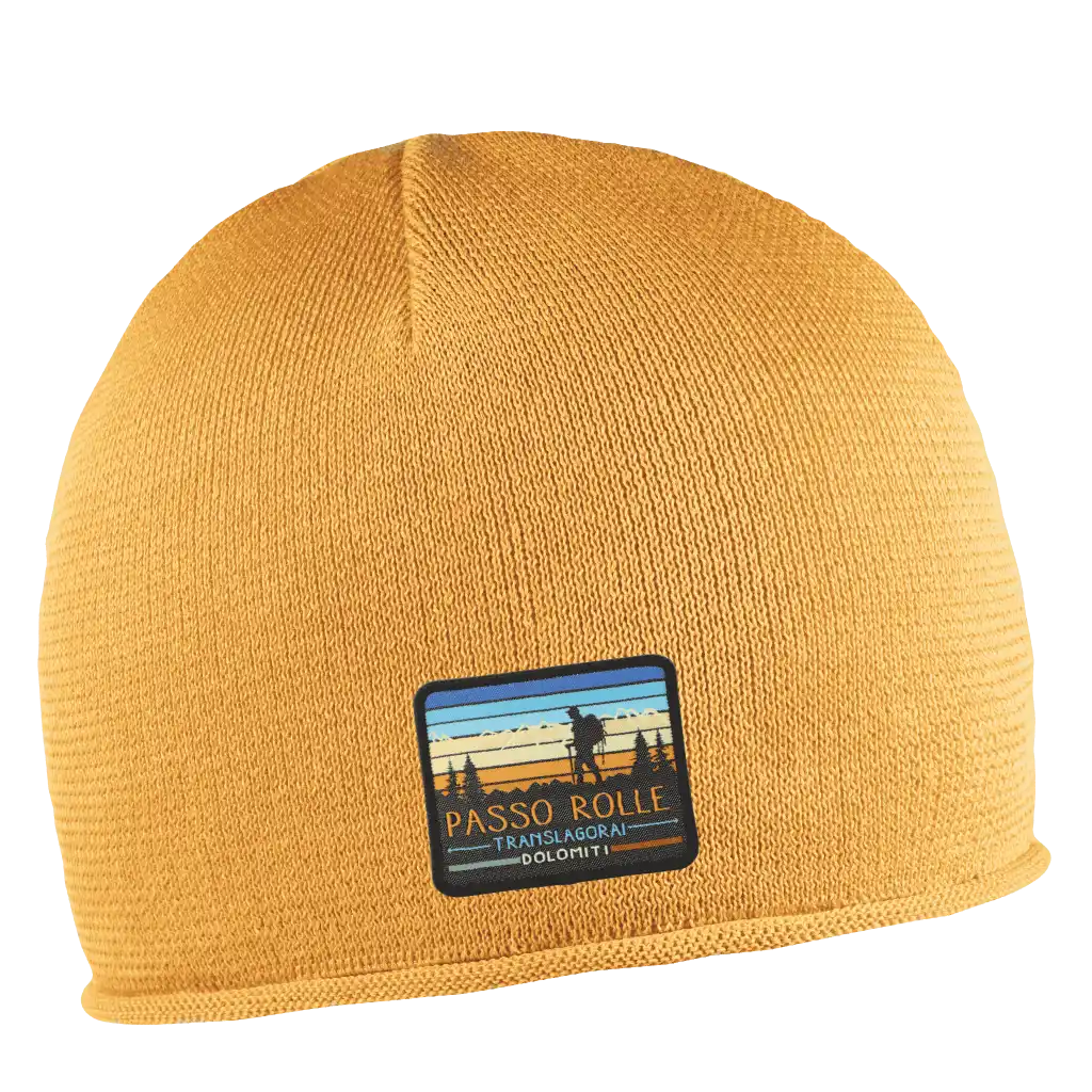 Cotton Simply Puuvillapipo omalla logolla (coFEE 3062) - Mustard  kangasmerkki logo