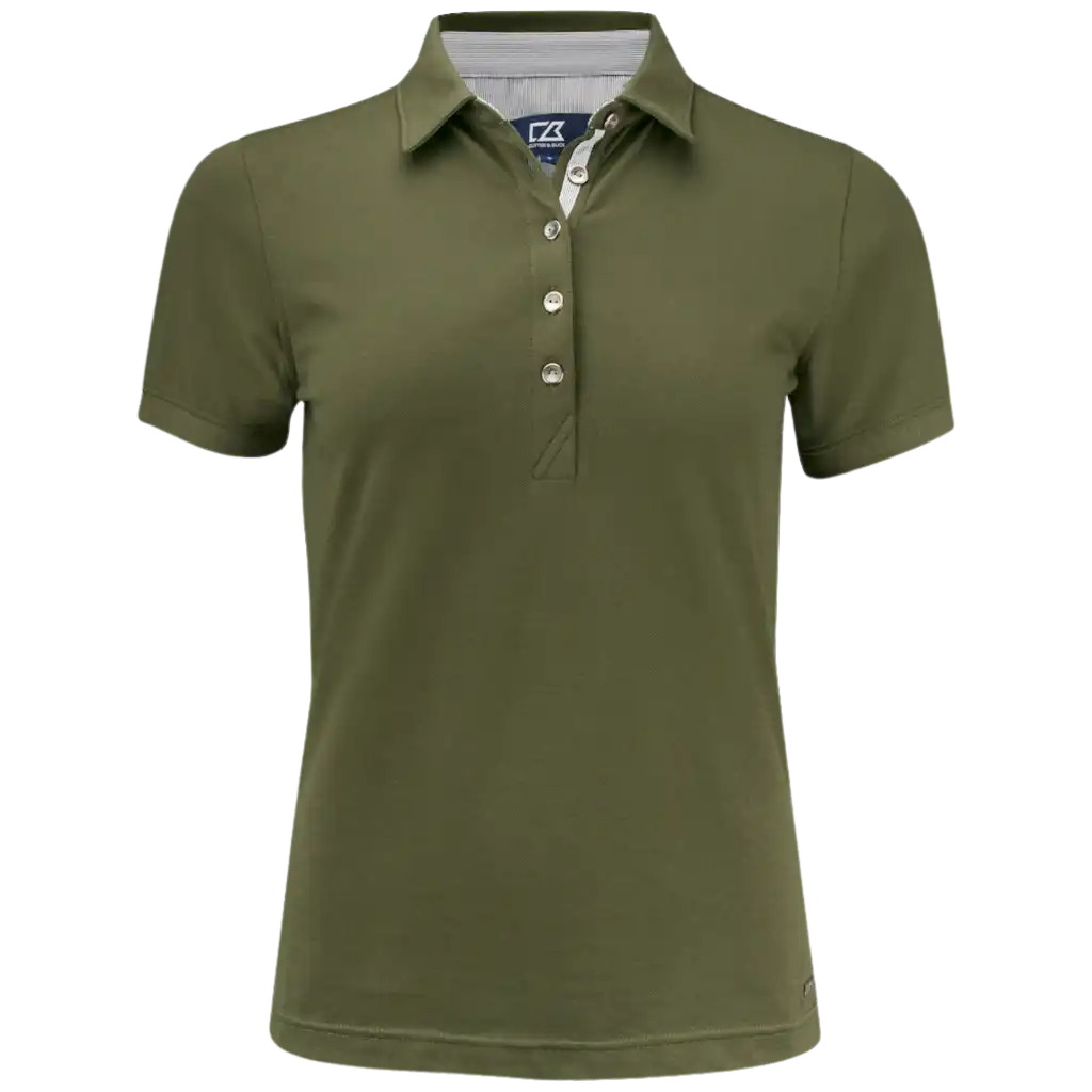 354421  Cutter & Buck Advantage Premium Tummanvihreä Pikee Yrityksen Logolla-ZigiZagi