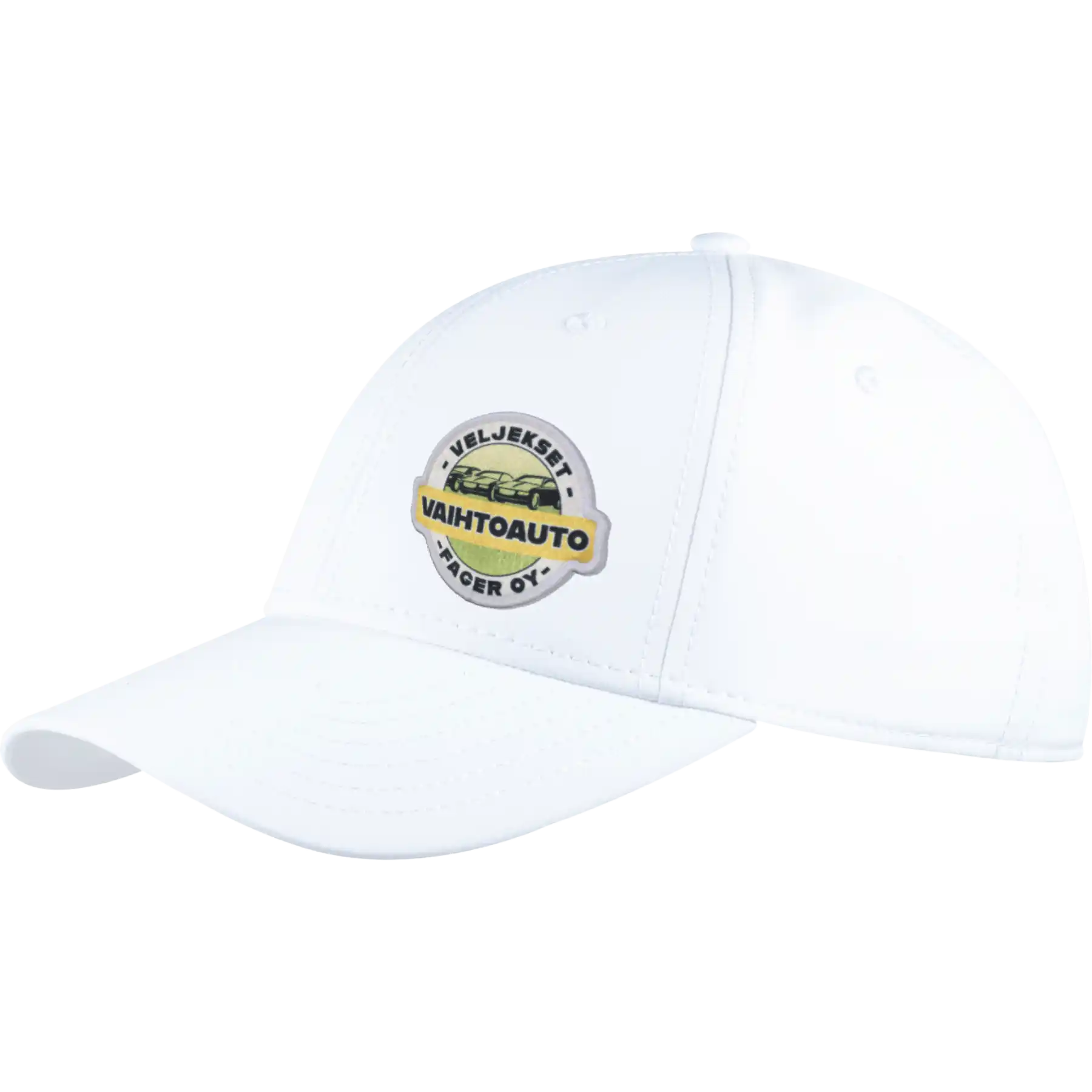 Quick Dry coFEE 4250 valkoinen quick dry lippis omalla logolla – kangasmerkki painettu etupaneelissa