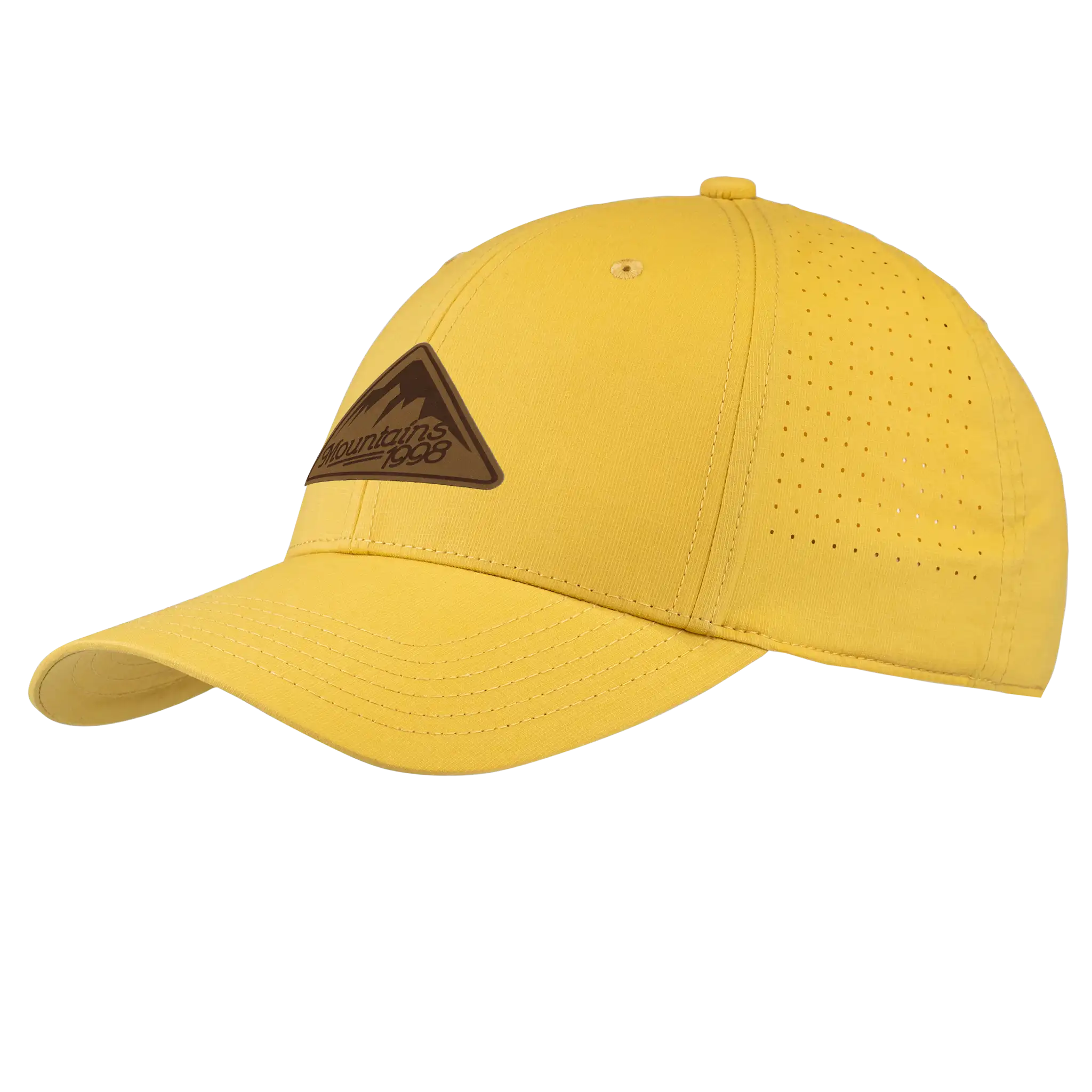 Keltainen performance lippis omalla logolla – laser-merkattu nahkamerkki, Premium coFEE 4315