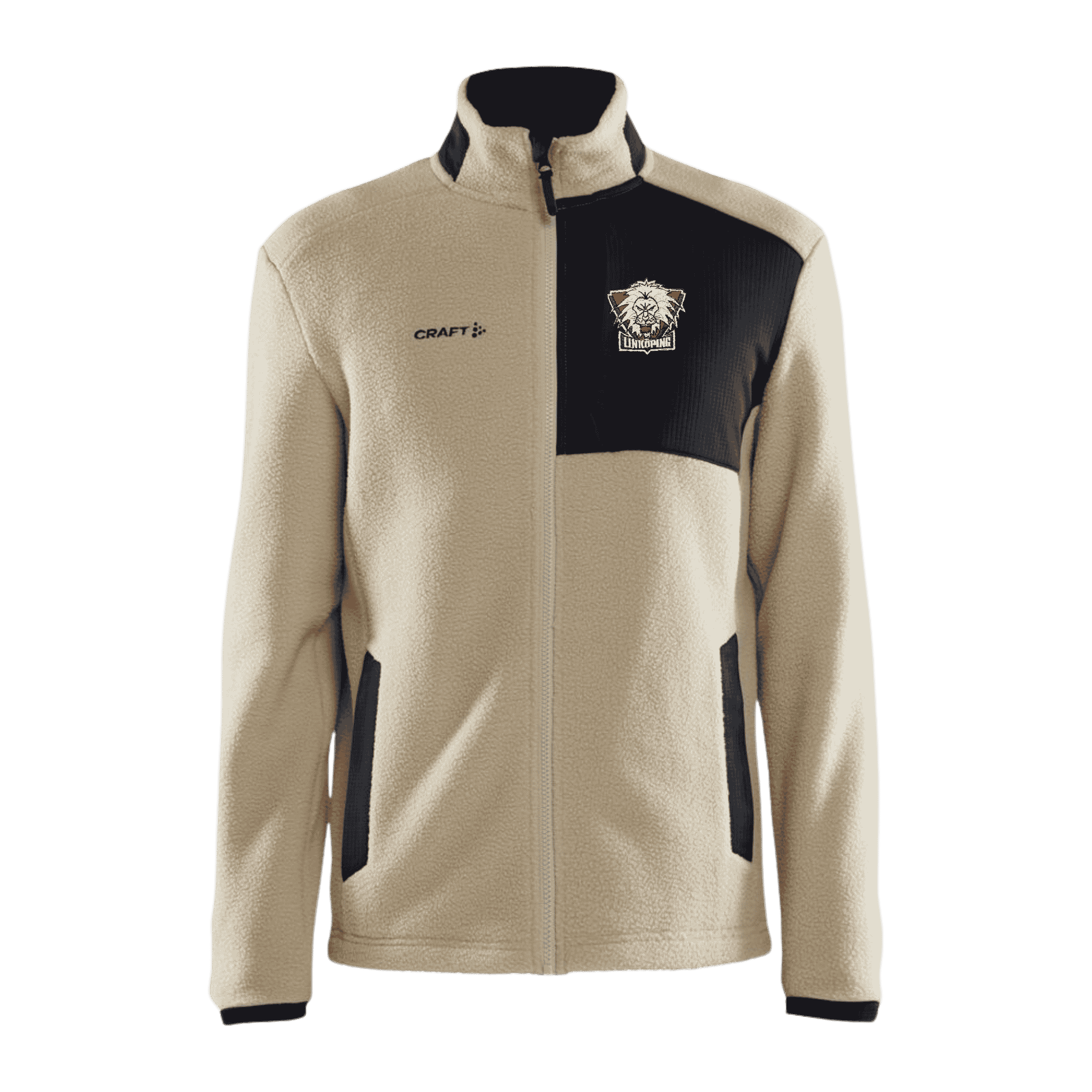 Craft ADV Explore Pile Fleece Jacket M Ecru-Black – miesten teddy-fleecetakki omalla logolla