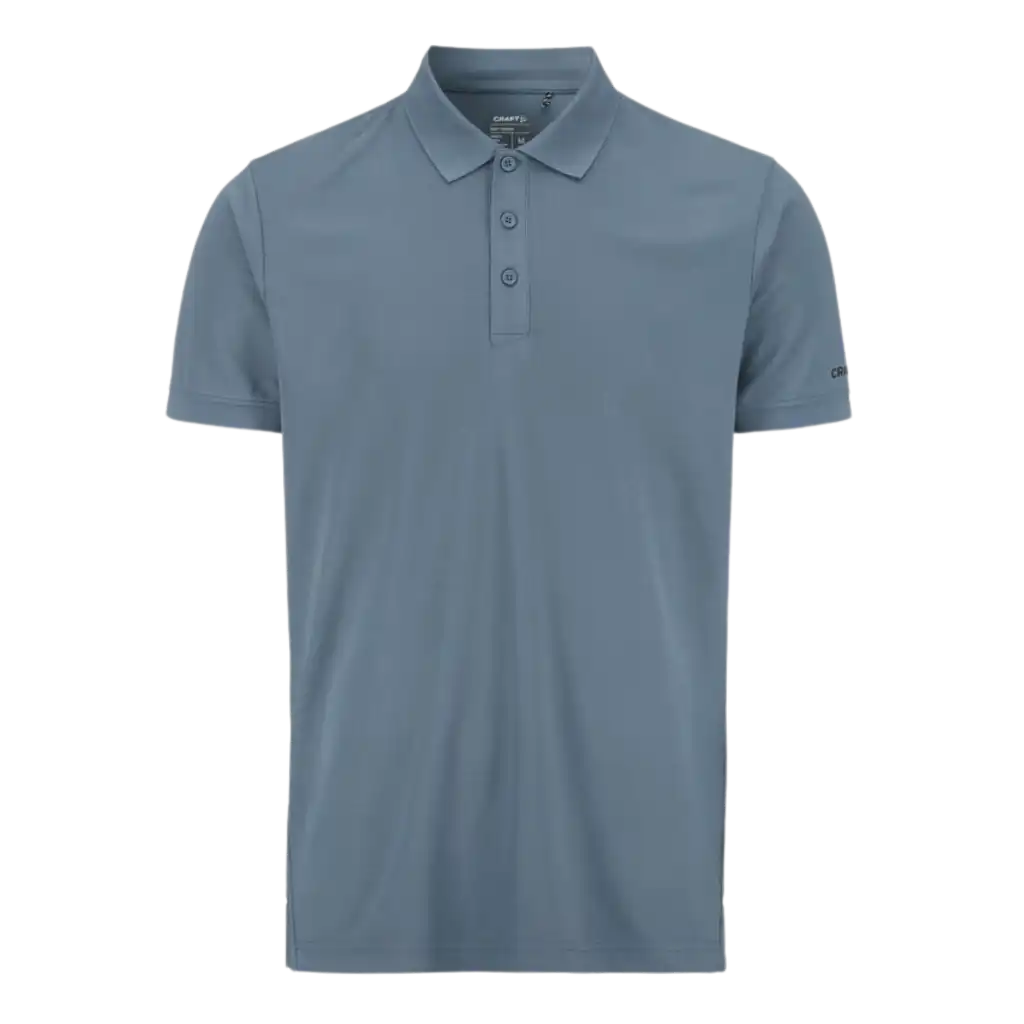 Craft CORE Unify Polo, väri Prune (tumma luumu/violetti). Pikee yrityksen logolla, kuva edestä.