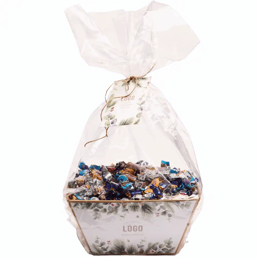 Joulukarkit 5 kg sellopakkauksessa omalla logolla yritys joululahjaksi