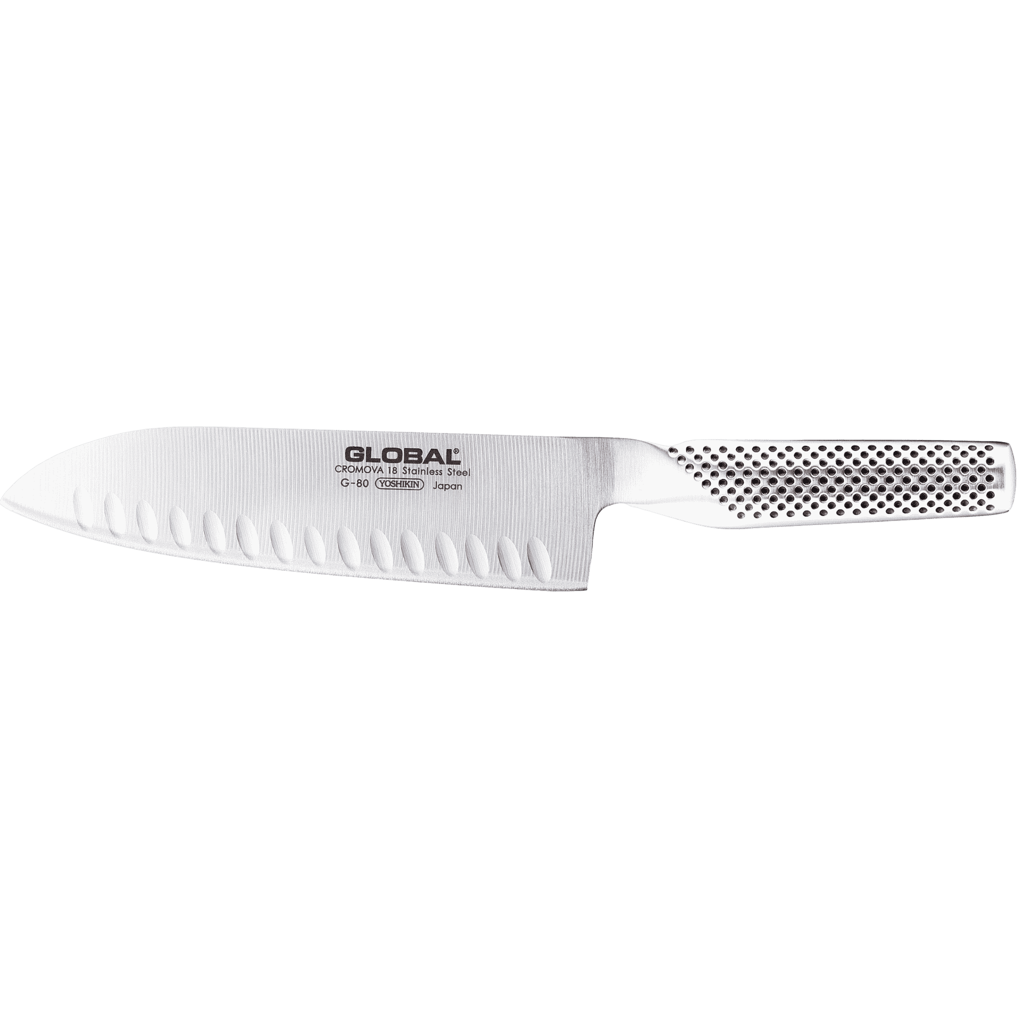 Global G-80 Santoku-veitsi 18cm uritetulla terällä - arvostettu joululahja