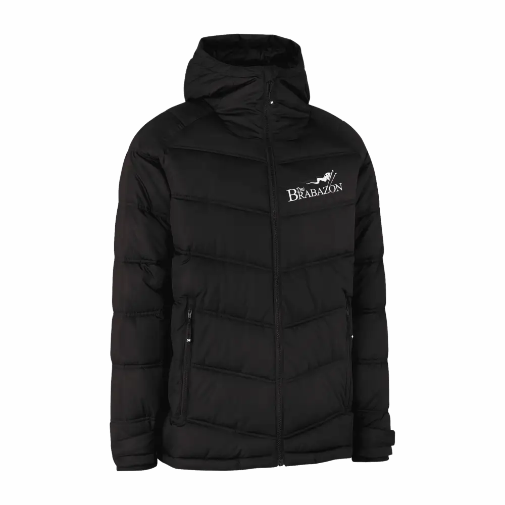 Musta GEYSER Winter Jacket omalla logolla – brodeeraus rinnassa