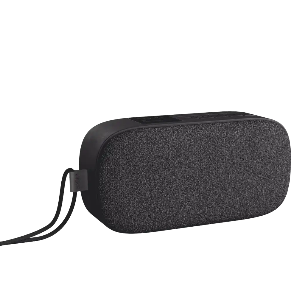 SACKit Go 300 kannettava radio ja kaiutin edestä - Gabriel Express -kangas ja PU-nahkalogo