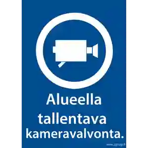 Alueella tallentava kameravalvonta kyltti.