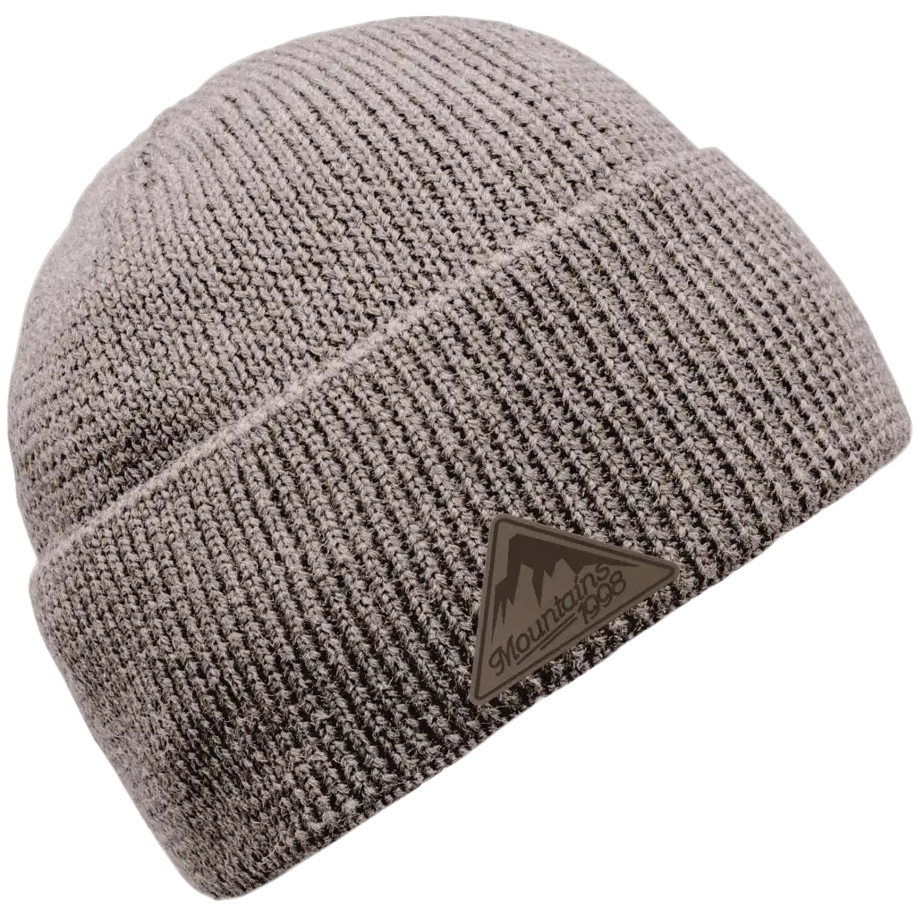 Saana 100% Merinovillapipo omalla logolla - Harmaa oma logo toteutettu nahkamerkillä.