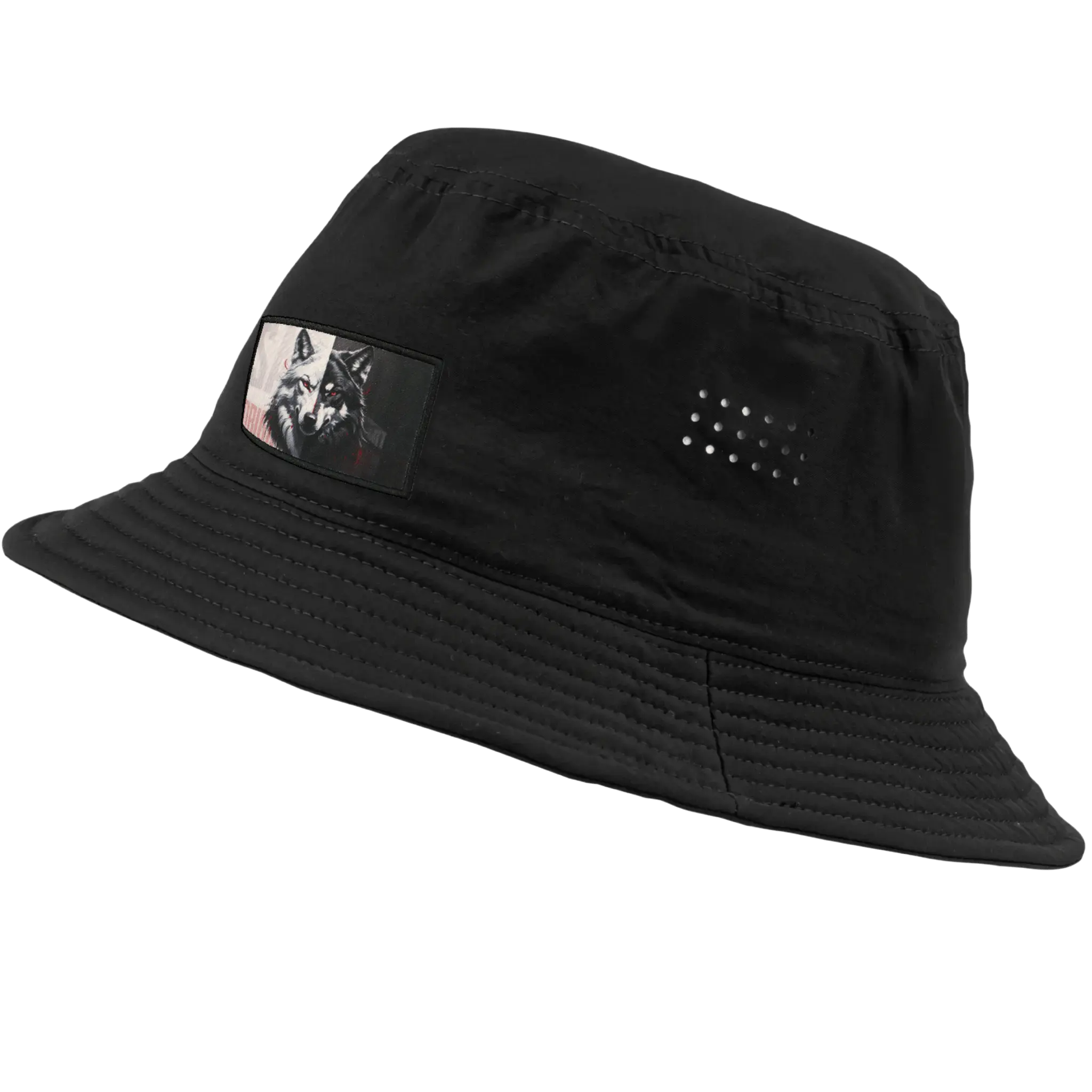 Kalastajan hattu omalla logolla – Painettu kangasmerkki logo kalastajanhatun otsassa