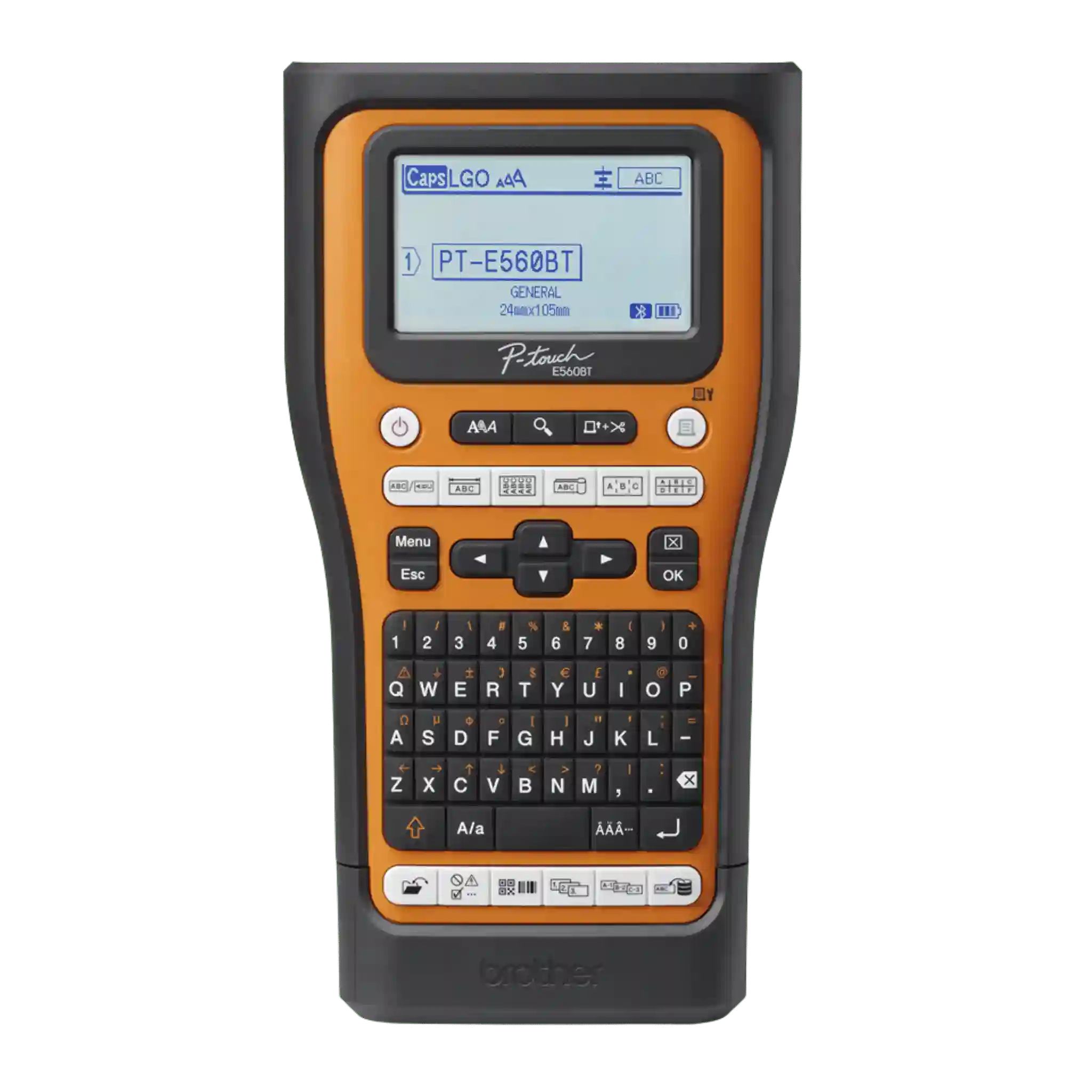 Brother PT-E560BTVP Pro-tarratulostin edestä – Bluetooth-tarratulostin sähkö- ja verkkoasennuksiin