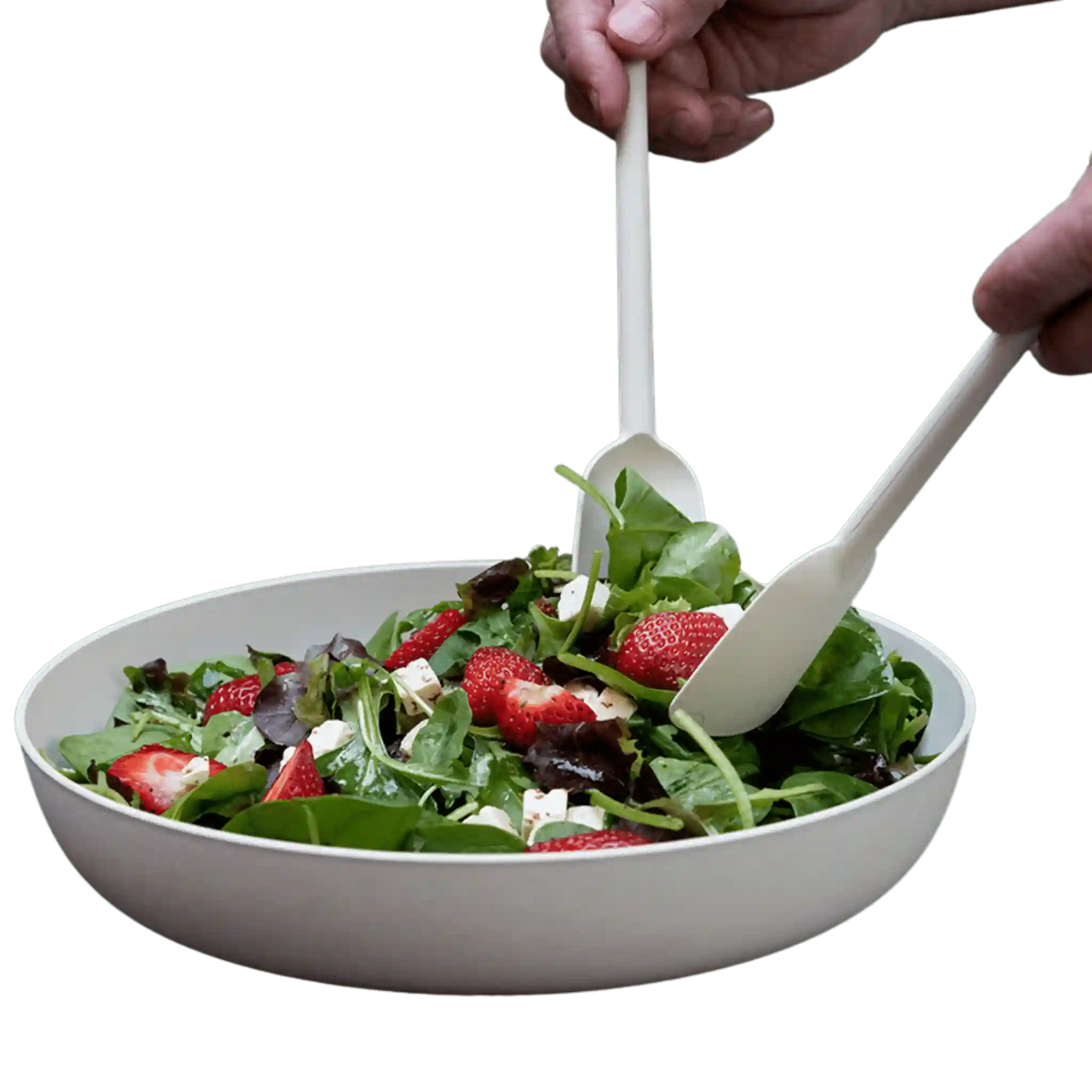 Harri Koskinen tarjoiluvati ja salaattiottimet käytössä salaattitarjoilussa