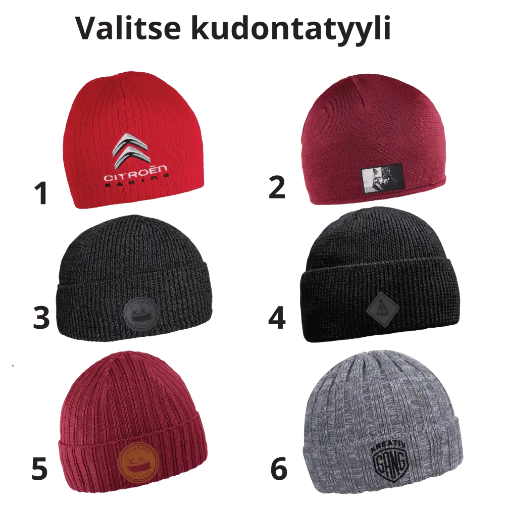 Kustomoitu pipo valitse mieluinen kudonta tyyli.