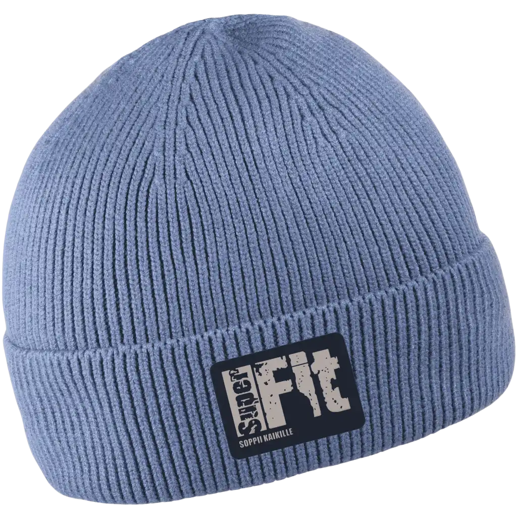 Premium viskoosi pipo omalla logolla - Sininen oma logo tehty kumimerkillä