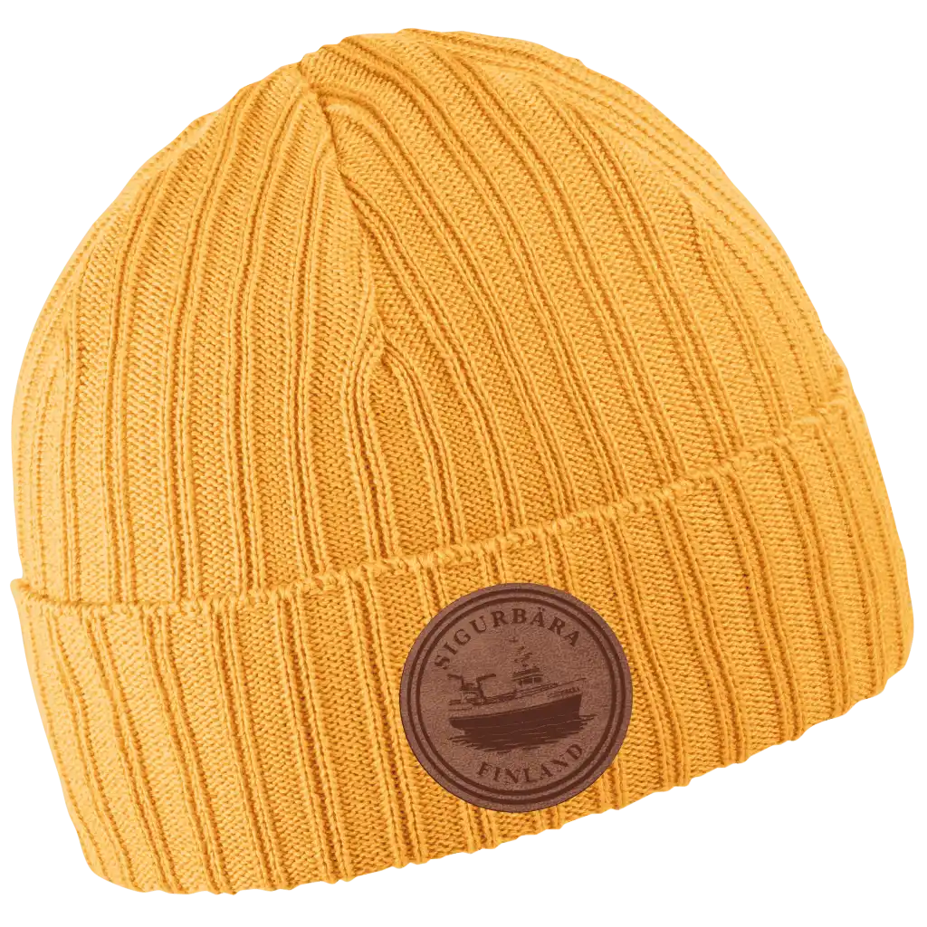 Cotton Band  - 100%  puuvillapipo mustard - Pipo omalla logolla.