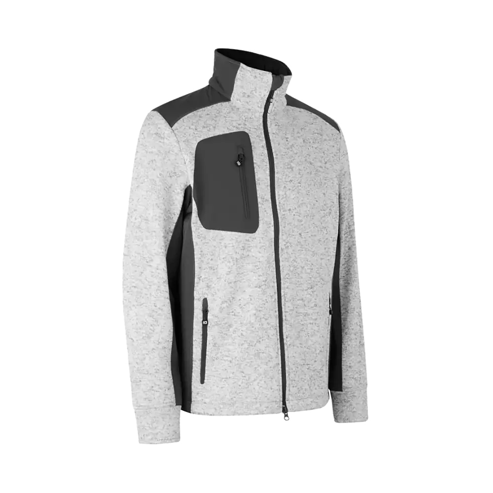 Takki omalla painatuksella - ID -CARDIGAN NEULOTTU FLEECE Grey melange - ZigiZagi