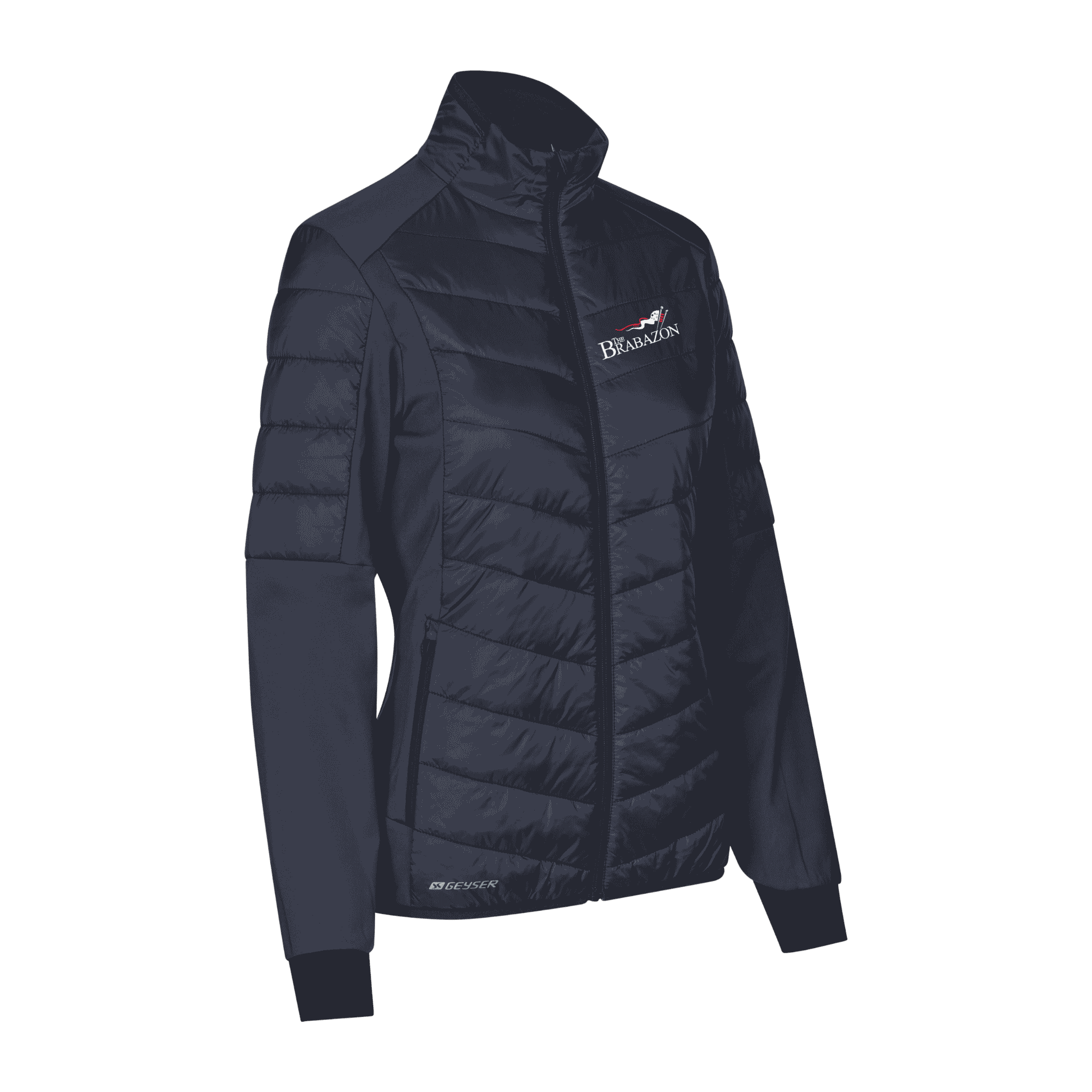 Navy GEYSER Hybrid Jacket naisille omalla logolla – brodeerattu logo rinnassa (G11032)