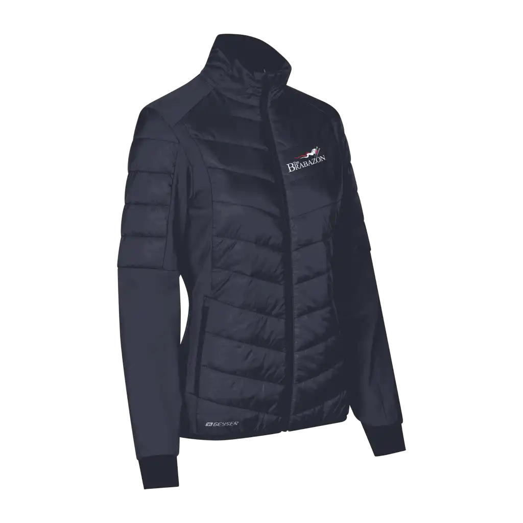 Navy GEYSER Hybrid Jacket naisille omalla logolla – brodeerattu logo rinnassa (G11032)