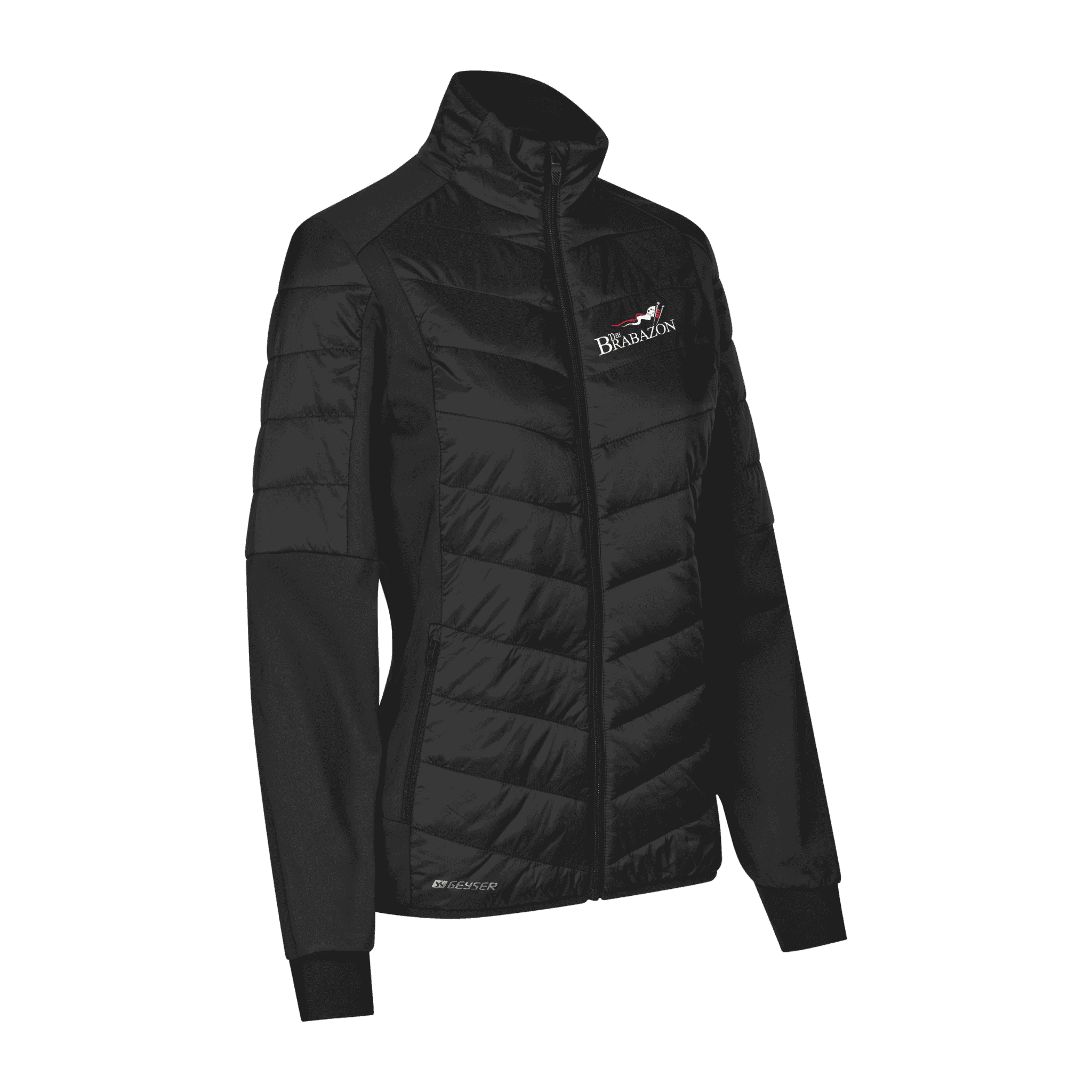 Musta GEYSER Hybrid Jacket naisille omalla logolla – brodeerattu logo rinnassa (G11032)