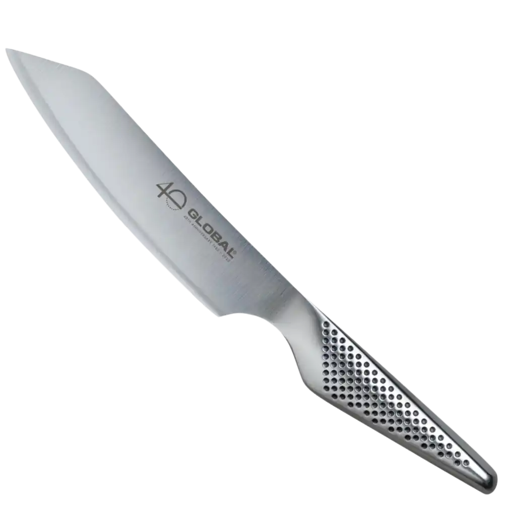 Global GS-110 Kiritsuke-veitsi (15cm) 40v juhlamalli lähikuvassa