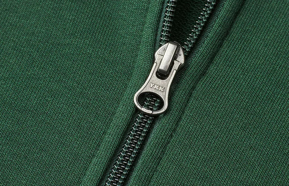 ID PRO Wear CARE 0389 naisten vetoketjuhuppari, pullonvihreä, YKK-vetoketjun yksityiskohta