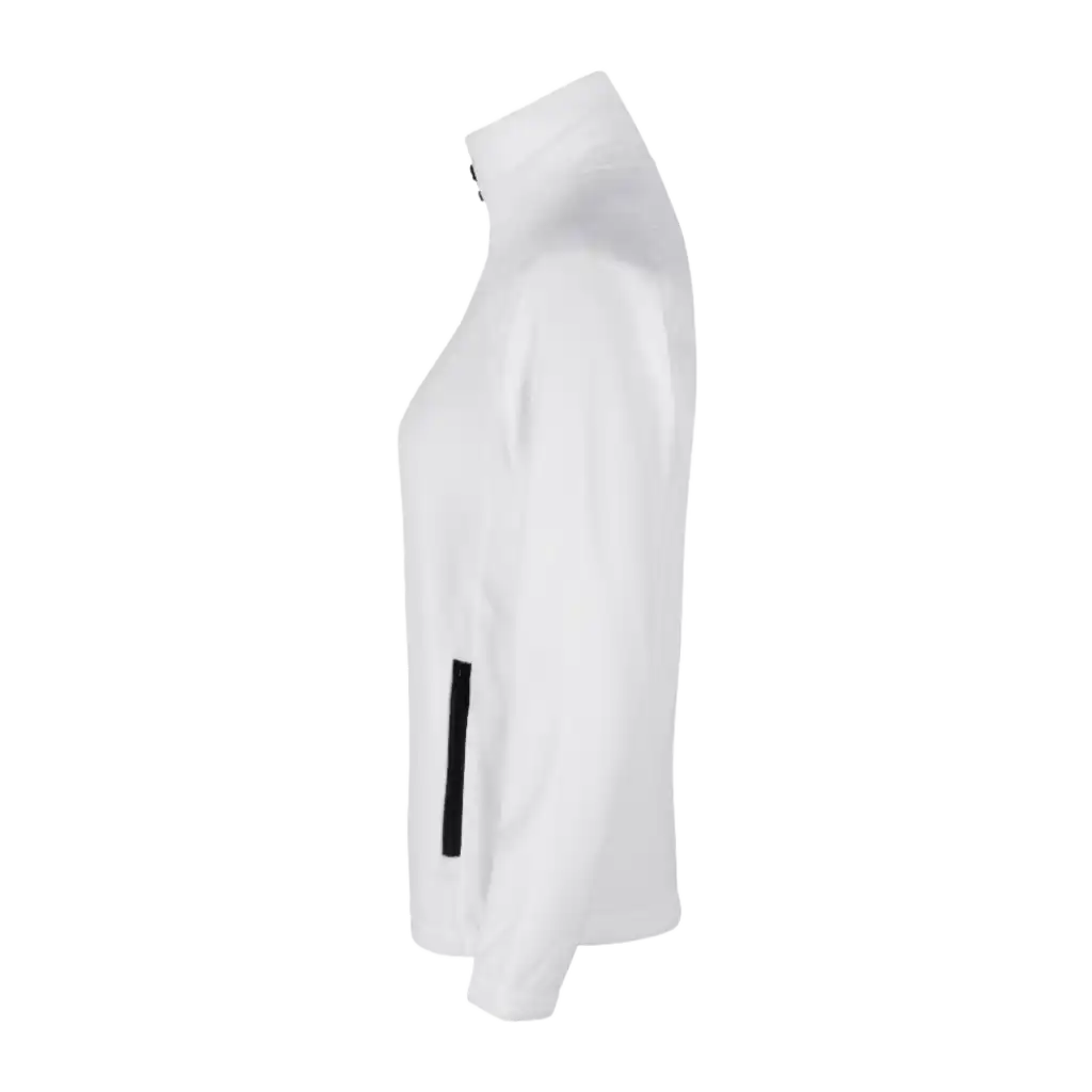 ID® Cardigan 0805 valkoinen fleece sivulta – istuva ja muotoiltu malli