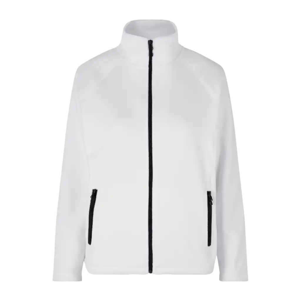 ID® Cardigan 0805 valkoinen fleece edestä – naisten microfleece etuprofiili