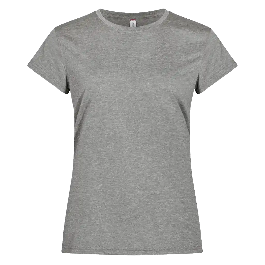 Meleerattu harmaa Clique Basic Active-T Women 029039 – sporttinen ja kevyt naisten t-paita painettuna