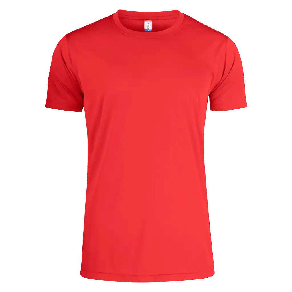 Clique Basic Active-T miesten punainen tekninen t-paita – yrityspaita painatuksella