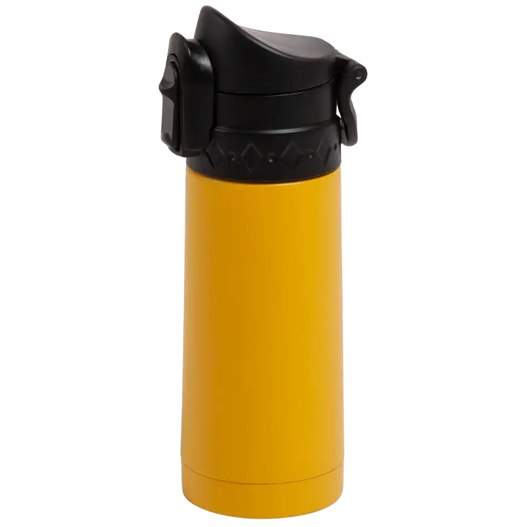 Tummankeltainen Lord Nelson termosmuki (35cl) logolla – pirteä henkilöstölahja