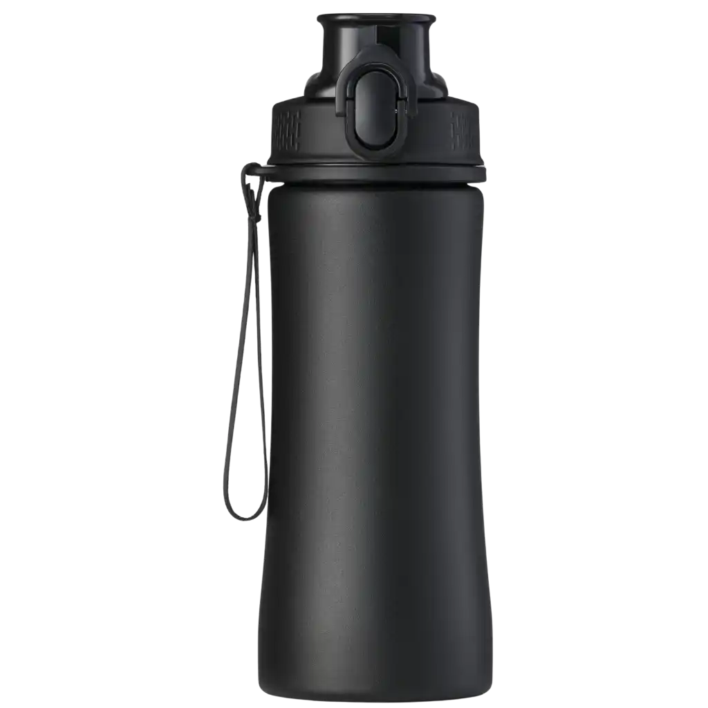 Musta PRIMO-teräspullo (550 ml) one-click-korkilla – elegantti yrityslahja