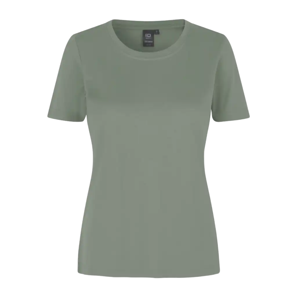 PRO Wear T-shirt 0317 Dusty Green – naisten T-paita omalla logolla, kestävä 80 °C pesuun, ISO 15797 -sertifioitu Water Transfer -painatus