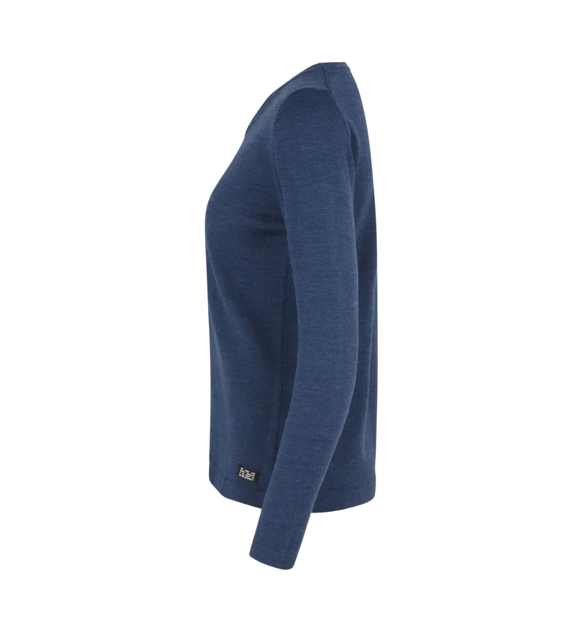 SEVEN SEAS The Knit S640 naisten pyöreäpääntieinen merinovillasekoiteneule, sinimeleerattu, sivulta