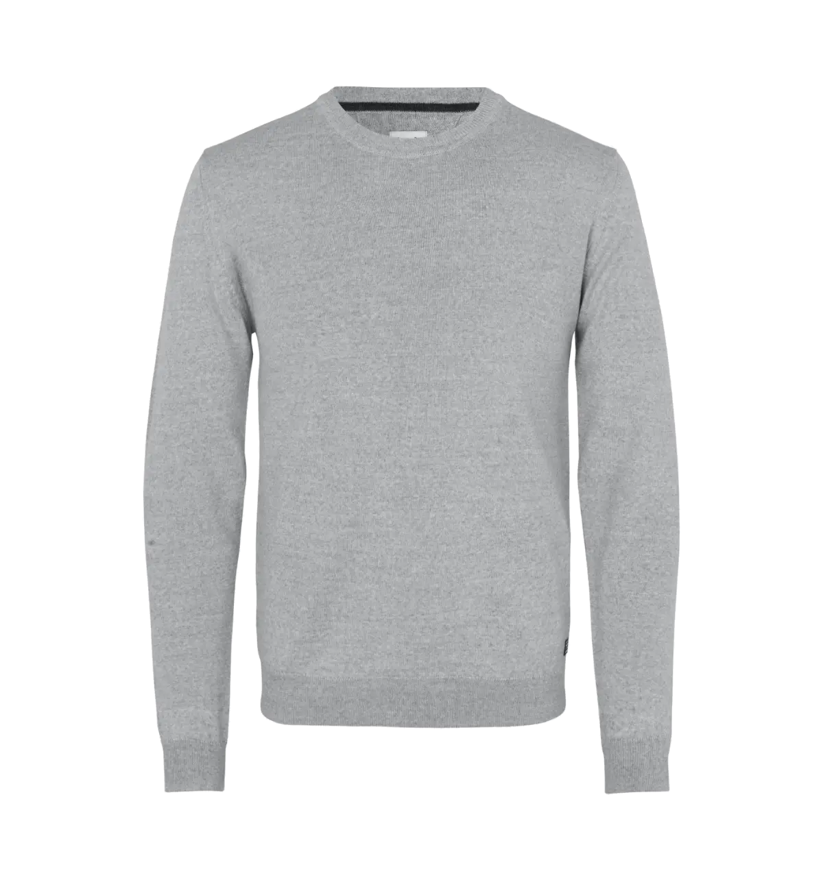SEVEN SEAS The Knit S650 miesten pyöreäpääntieinen merinovillasekoiteneule, vaaleanharmaa meleerattu, edestä