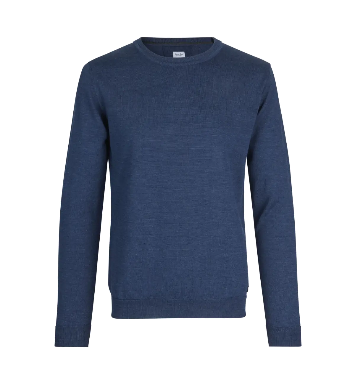 SEVEN SEAS The Knit S650 miesten pyöreäpääntieinen merinovillasekoiteneule, sinimeleerattu, edestä