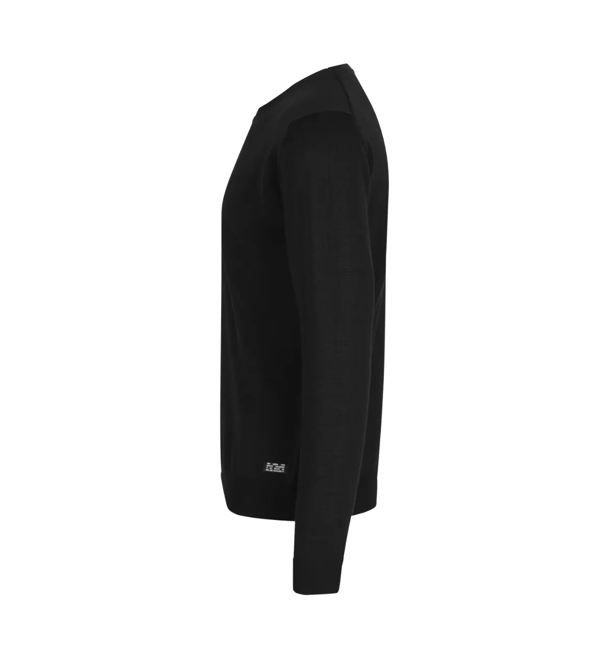 SEVEN SEAS The Knit S650 miesten pyöreäpääntieinen merinovillasekoiteneule, musta, sivulta