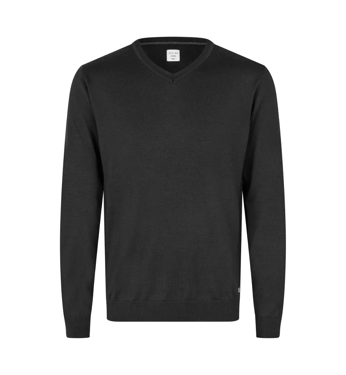 SEVEN SEAS The Knit S670 miesten V-pääntieinen merinovillasekoiteneule, musta, edestä