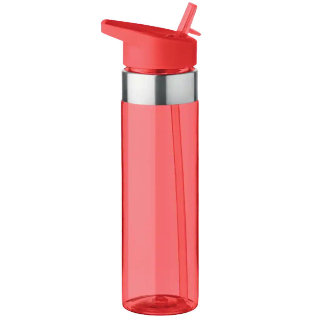 Punainen läpikuultava SICILIA Tritan -juomapullo (650 ml) henkilöstön joululahjaksi, konepestävä ja kestävä