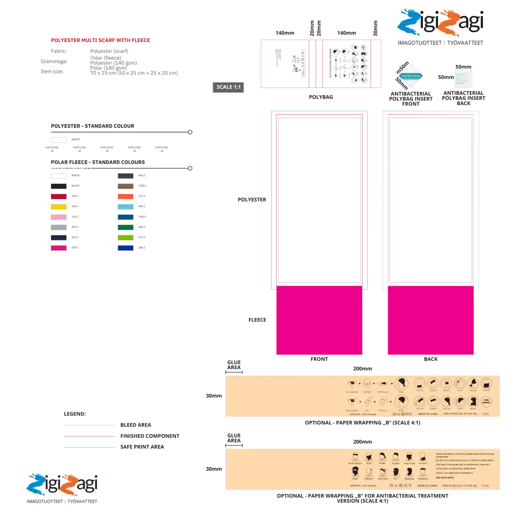 Tuubihuivi polar fleece omalla kuosilla - ULKOILU JA VAPAA-AIKA