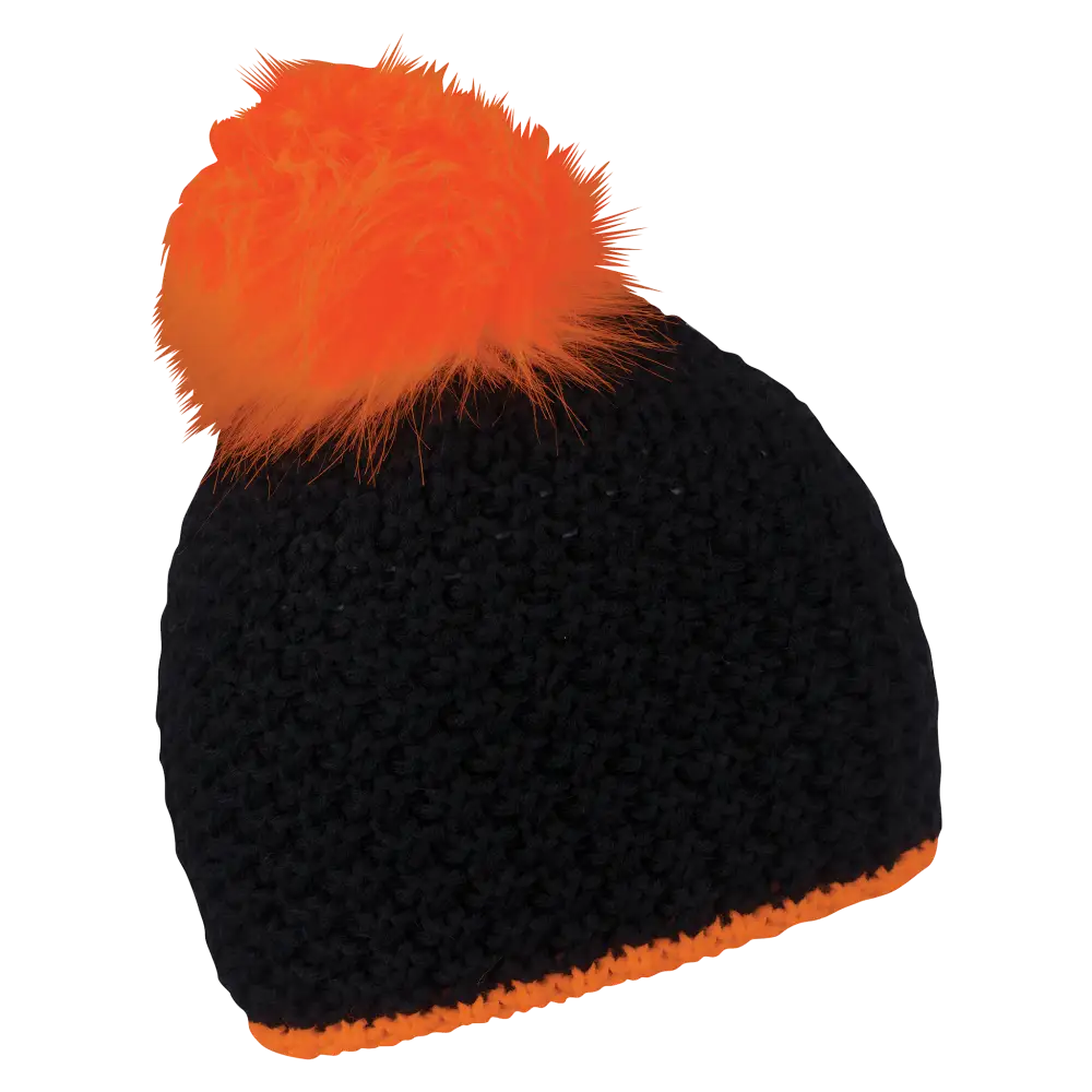 Glow fur naisten tupsupipo logolla-Pipo yrityksen logolla-Neon orange-ZigiZagi